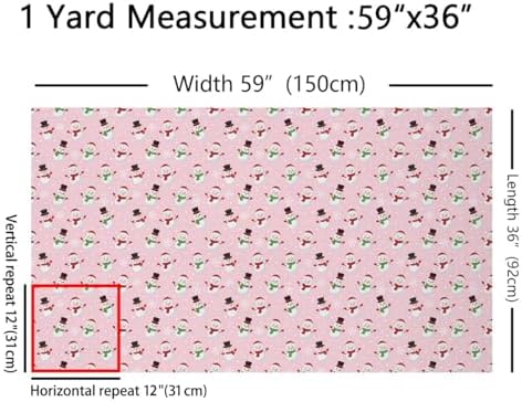 JEJELOIU Snowflake Fabric by The Yard Kawaii Xmas Snowman Upholstery Fabric Merry Christmas Waterproof Indoor Outdoor Decor for DIY Sewing Craft Projects 3 Yards