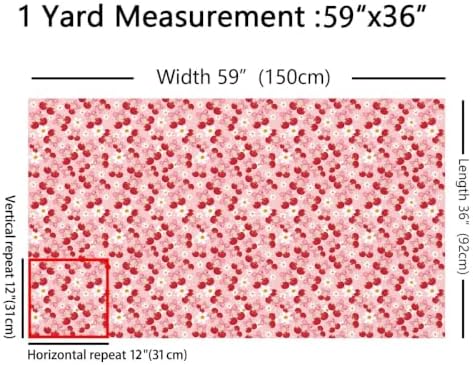 Red Cherry Bow Upholstery Fabric for Chairs | Pink Bow Tie Outdoor Fabric by The Yard 72"x63", Daisy Flowers Rustic Dreamy Princess Style Ribbon Bowknot Landscape Fabric,Pink