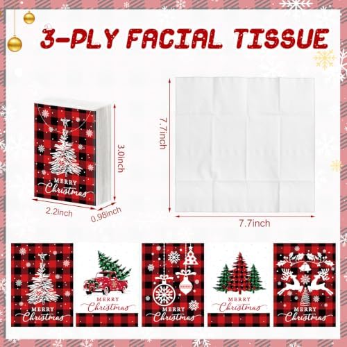 Outus 50 Pack Retro Christmas Travle Size Pocket Tissues Stocking Stuffers