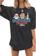 MOUSYA Baseball Shirts Women Oversized Baseball Mom Tshirt Baseball Heart Graphic Tee