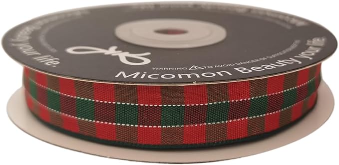 Micomon Christmas Ribbon Gingham Checkered Ribbon 25 Yards Plaid Ribbon - Image 4
