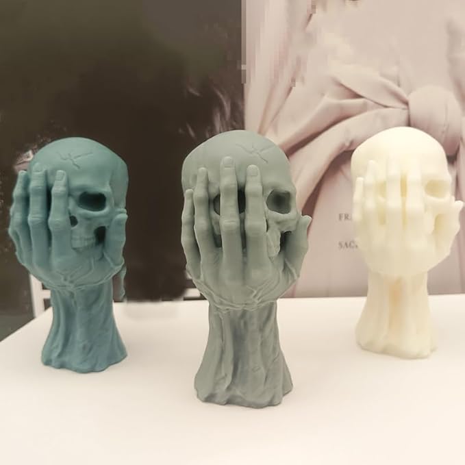 Halloween Skull Candle Silicone Mold, DIY 4 Inch 3D Ghost Hand Candle Making - Image 6