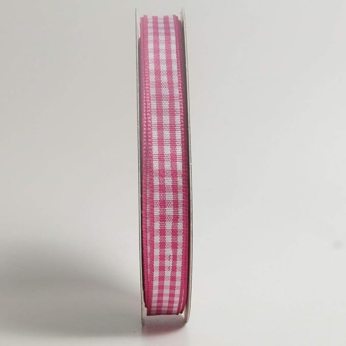 Pink and White Gingham Ribbon Hot Pink Gingham Ribbon 25 Yards Each Roll 100% - Image 4