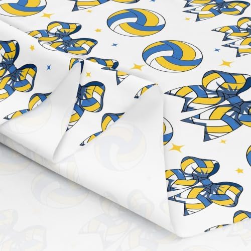 Volleyball Bow Upholstery Fabric for Chairs | Modern Ball Print Bowknot Outdoor Fabric by The Yard 362"x63", Sports Ball Game Geometric Bow Tie DIY Craft Hobby Polyester Fabric