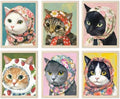 DAZZLEDOTS 6 Pack Funny Cat Diamond Art Kits for Adults, Babushka Cats Diamond Painting Kits for Beginner DIY 5D Full Drill Diamond Dots Crafts for Home Wall Decor Gifts 12x16 Inch