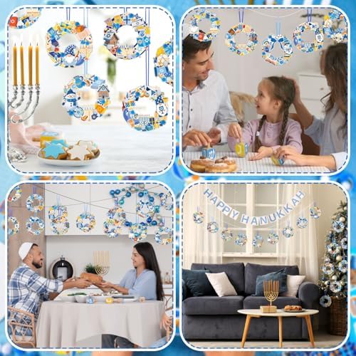 Hollowfly 48 Sets Hanukkah Wreath Craft Kits DIY Menorah Ornaments
