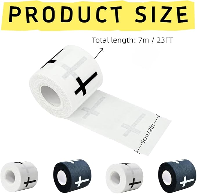 Christian Athletic Sports Tape with Cross Design - 4-Pack Breathable Cotton Wrist Wrap, 2in x 23ft for Soccer, Baseball, Boxing & Gym Training, Inspirational Faith-Based Fitness Accessory