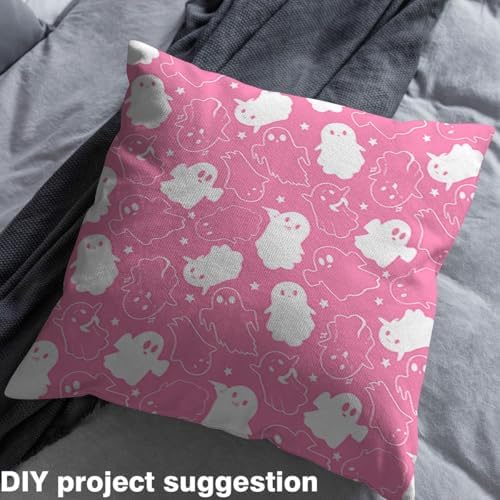Feelyou Pink Halloween Soft Flannel Fabric by The Yard Cute Ghost Upholstery Fabric for Sewing Crafting Trick or Treat Indoor Decor for Home DIY Projects 10 Yards