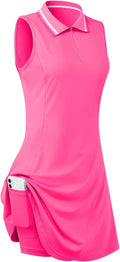 Womens Sleeveless Golf Tennis Dresses with Inner Shorts＆Pockets for Workout Exercise