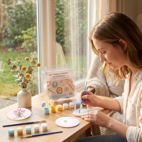 8 Pack Modern Paint by Numbers Kits Coasters with Holder Cork Pads