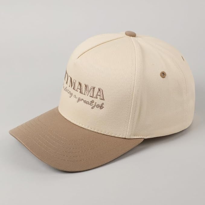 MIRMARU Two-Tone Vintage Canvas Trucker Hats for Men & Women, Adjustable Size Baseball Caps with Trendy Embroidered Design