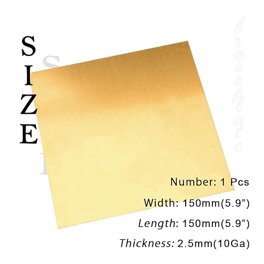 10 Gauge Brass Sheet，H62 Brass Plates Metal 0.098" Thickness x 5.9" Width x - Image 2