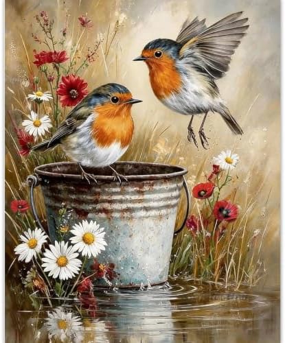 Cute Birds Paint by Number Adult, DIY Acrylic Painting Kits 16x20inch