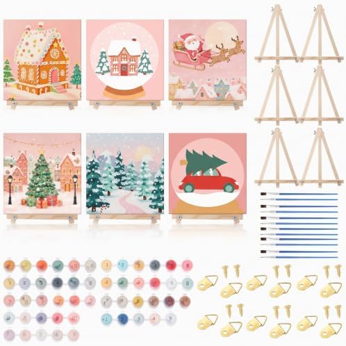 YooNotee 6 Pack Christmas Paint by Numbers Kit