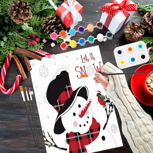Dinifee 6 Pack Pre Drawn Canvas for Painting Pre Printed Canvas Kit 8 x 10 Inch Stretched Cotton Paint and Sip Set for Adults Couple Party Graduation Summer Date Night(Santa Blessing)