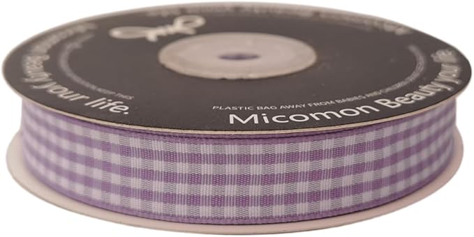 Purple Gingham Plaid Checked Ribbon 25 Yards Each Roll 100% Polyester - Image 4