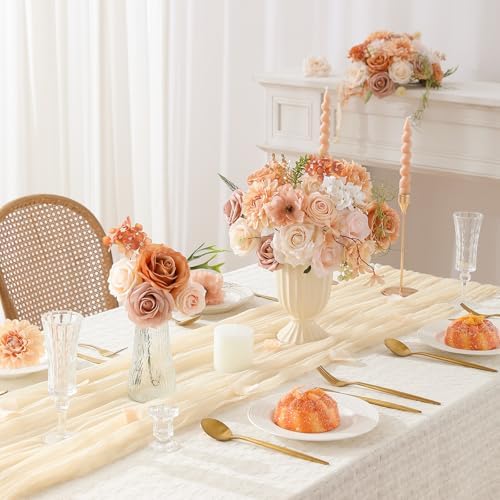 Floweroyal Artificial Flowers Fake Rose Flowers Dahlia with Stems for DIY Wedding Bridal Bouquets, Baby Shower, Floral Arrangement, Table Centerpieces, Home Decorations