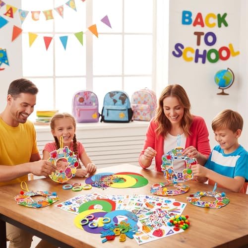 Hollowfly 48 Sets Back to School Crafts Kits, DIY Wreath with Stickers