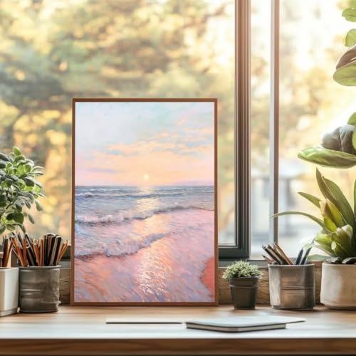 GOUOYANA Paint By Numbers Kit for Adults-Pink Beach Funny Canvas 12x16 Inch