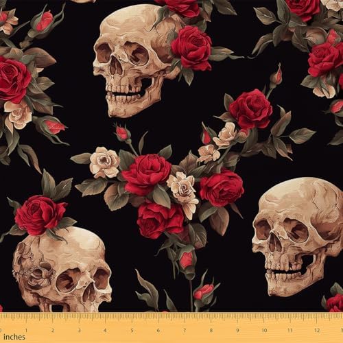 Feelyou Sugar Skull Fabric By The Yard Kids Decorative Soft