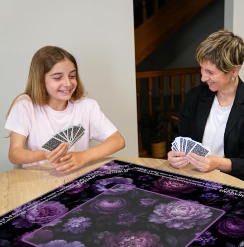 Dark Purple Floral Mahjong Mat 31.5x31.5Inch