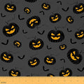 Feelyou Halloween Theme Soft Flannel Fabric by The Yard Kids 5 Yards Pumpkin Lantern Upholstery Fabric for Boys Bat Black Animal Trick or Treat for Home DIY Projects, Indoor Decor