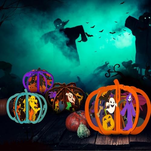 Yalikop 72 Pcs Halloween Kids Wood Crafts, 7.9 x 6.7 in, Ghost Pumpkin Cat