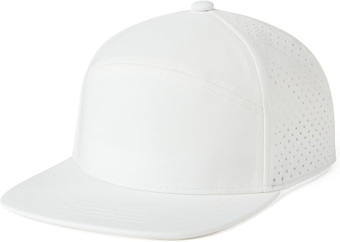 FEINION Men Flat Brim Adjustable Performance Hat Snapback Laser Perforated Baseball Cap