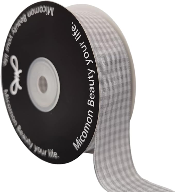 Gingham Ribbon - 25 Yards Each Roll, 100% Polyester by Micomon