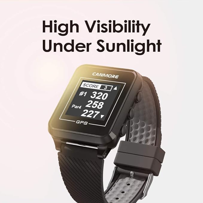 CANMORE TW353 Golf GPS Watch for Men and Women, High Contrast LCD Display, Free Update Over 41,000 Preloaded Courses Worldwide, Lightweight Essential Golf Accessory for Golfers, Black/Gray