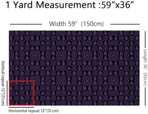 Feelyou Happy Halloween Soft Flannel Fabric by The Yard Kids 5 Yards Cute Checkered Ghost Upholstery Fabric Black Purple Checkerboard Plaid Trick or Treat for Home DIY Projects, Indoor Decor