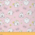 Halloween Ghost Fabric by The Yard,Cartoon Ghosts Flowers Soft Polyester No Stretch Fabric,Coquette Bowknot Skull Decorative Fabrics,Light Pink Crafts & Sewing Supplies,5 Yards,180" L x 59" W