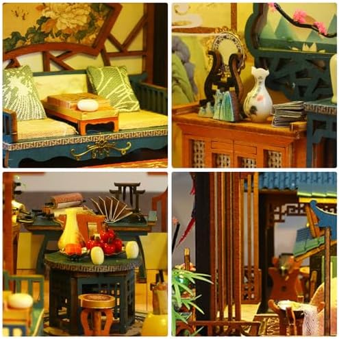 Dollhouse Kit, DIY Miniature House Kit w/LED Ancient Courtyard
