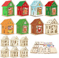 Fennoral 14 Pack Wooden Gingerbread House Craft Kit for Kids Make You Own 3D Gingerbread Man House Kit DIY Christmas Arts and Crafts for Chirstmas Party Supplies Christmas Table Decoration