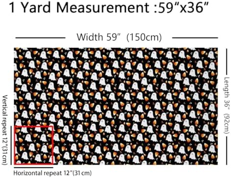 Feelyou Halloween Theme Soft Flannel Fabric by The Yard 3 Yards Kids Cute Ghost Candy Upholstery Fabric for Boys Girls Teens Polka Dots for Home DIY Projects, Indoor Decor