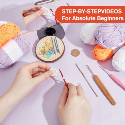 ORIGACH 4 Set Halloween Glow-in-the-Dark Ghost Crochet Kit for Beginners