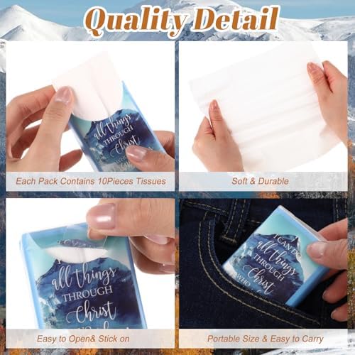 Outus 50 Pack Christian Travel Size Pocket Tissues, Bible Verse Gifts