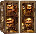 Magic Retro Library Bookend - 3D Wooden Bookshelf Decor with LED Lights for Vintage Study Room