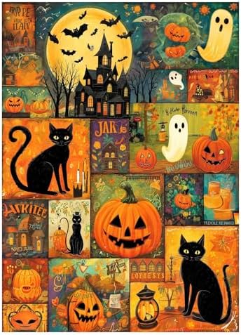 1000 Piece Puzzle for Adults, Halloween Themed Collage