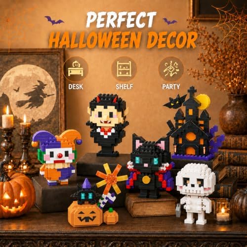 Halloween Advent Calendar 6 Days, Mini Building Blocks Set with Figures