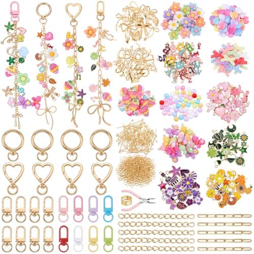 Highergo 698 Pcs Fresh Charms Lip Gloss Keychain Making Kit DIY Craft