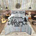 Farmhouse Rustic Camping King Size Comforter Set,Funny Home Where We Park It Bedding Set with 2 Pillowcases,Explore Camper Gifts RV Life Breathable Durable Inner Fill Polyester Bedspread