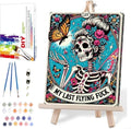 MIRCVSH Skeleton Paint by Numbers for Adults with Framed Canvas-with Wooden Easel,Paint by Number on Canvas,DIY Acrylic Oil Painting Kits with Brushes Nice Gift Box for Home Wall Decor(12x16 Inch)