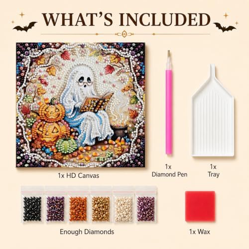Reofrey DIY Halloween Pearl Art Kits for Adults, 5D Diamond Art Kits B05