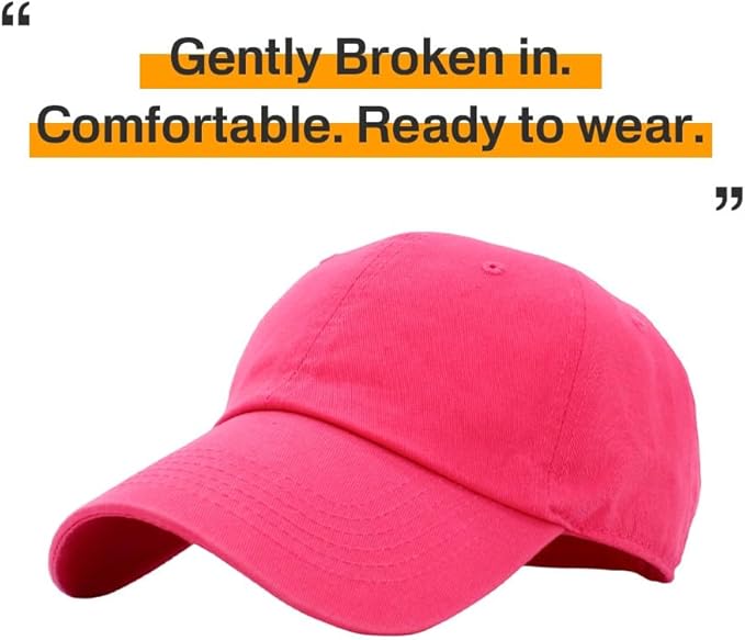 KBETHOS Classic Unisex Cotton Adjustable Low Crown Baseball Cap – Plain Dad Hat