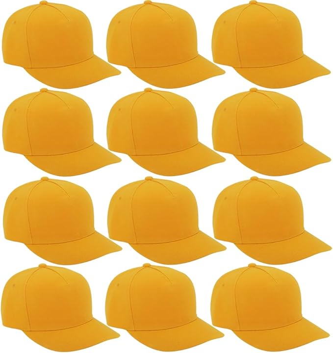 ZH 12 PC 5 Panel Baseball caps, Bulk Baseball caps, Customizable DIY Design, Wholesale Caps, One-Size-Fits-All