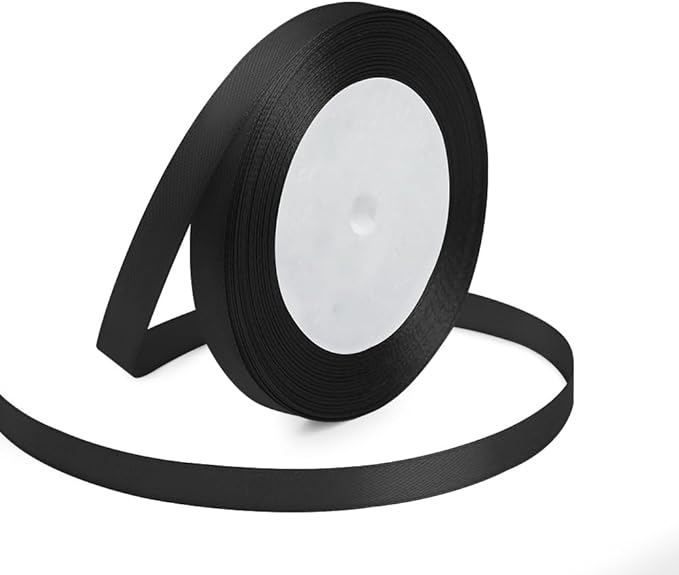 KMER LIFE 3/8 Inches x 25 Yards Black Satin Ribbon Solid Fabric Ribbons by KMERLIFE
