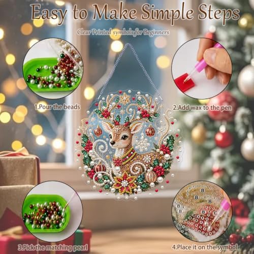 AIBOERL Pearl Diamond Art Kits for Adults, Acrylic Hanging Suncatcher