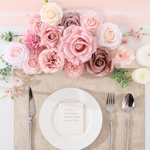 Floweroyal Artificial Flowers Fake Rose Flowers Dahlia with Stems for DIY Wedding Bridal Bouquets, Baby Shower, Floral Arrangement, Table Centerpieces, Home Decorations