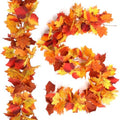 Joyhalo Fall Garland Autumn Leaf Garland Outdoor Fall Porch Decor, 2 Pack